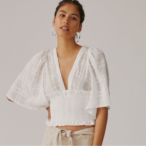 Anthropologie Tops - Anthropologie Smocked Kimono Blouse